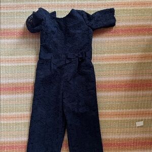 Janie and Jack Navy Lace Dress with Bow